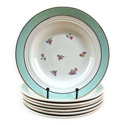 7 Assiettes creuses anciennes Saint-Amand vaisselle française