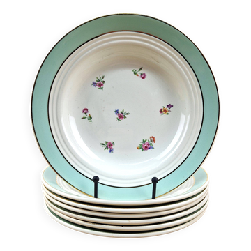 7 antique deep plates Saint-Amand French crockery