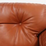 Brown leather 2-seater sofa Coronado by Tobia Scarpa for B&B Italia, Italy ca. 1960