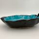 Vintage blue and black enameled ceramic trinket dish - 1960s-1970s