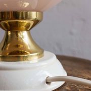Vintage Czechoslovak Powder Pink Glass Table Lamp, 1970s