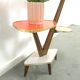 Hoge vintage plantentafel met messing en formica, plantenrek