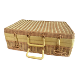 Vintage woven wicker suitcase