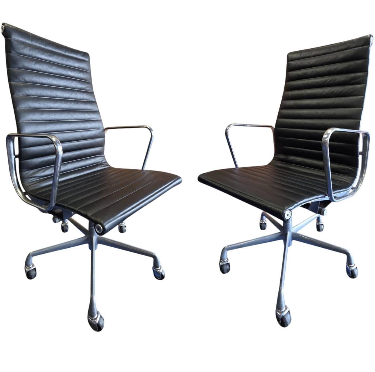 Black Pair (2) Herman Miller Original Eames EA337 High Back Office Chair Ca