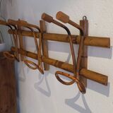 Vintage rattan coat rack from the 70s of Italian origin