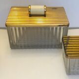 Set of three art deco glass boxes