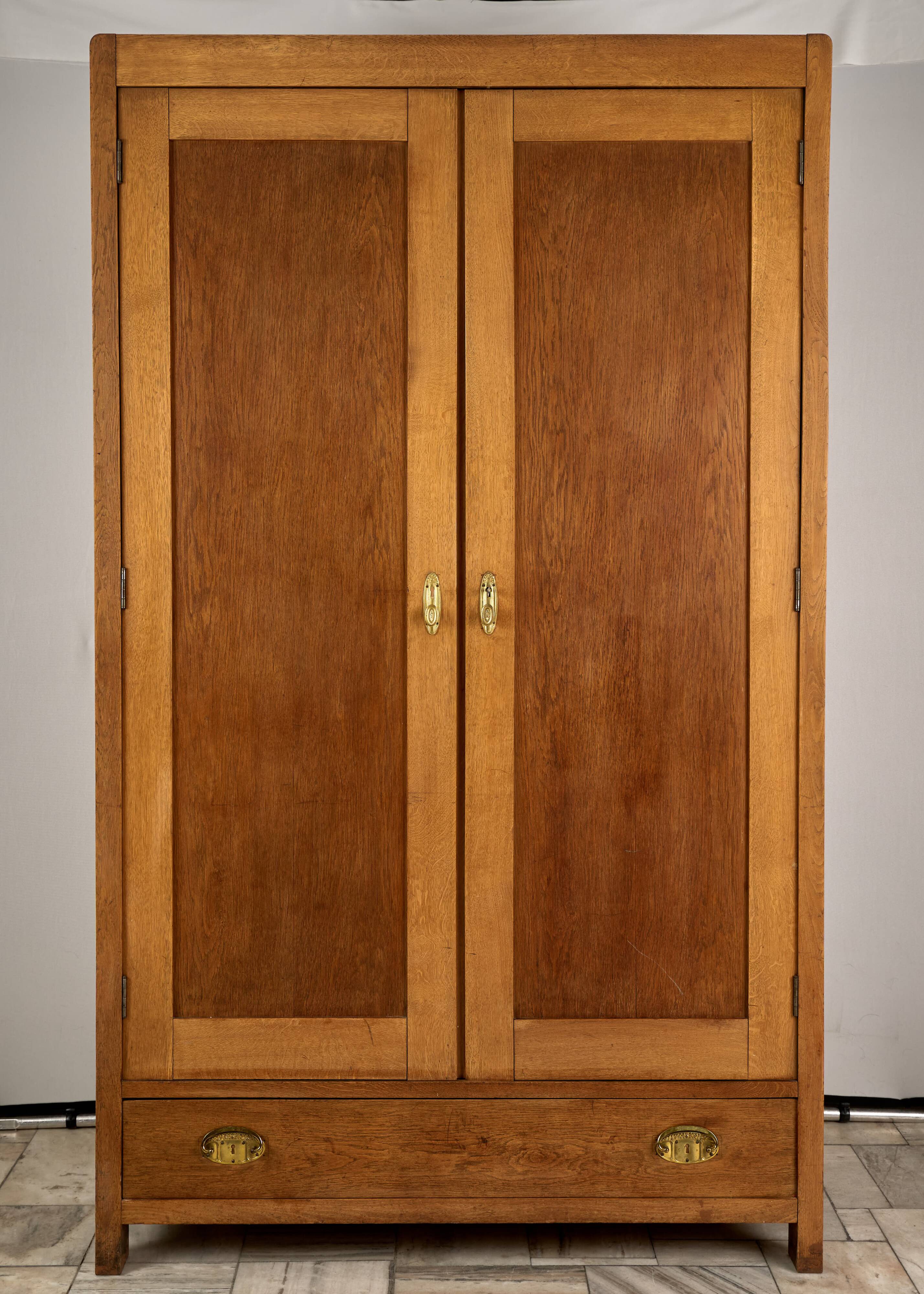 Vintage Wooden Wardrobe, 1930s, Czechoslovakia