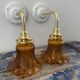 Paire d’appliques vintage en verre ciselé ambré
