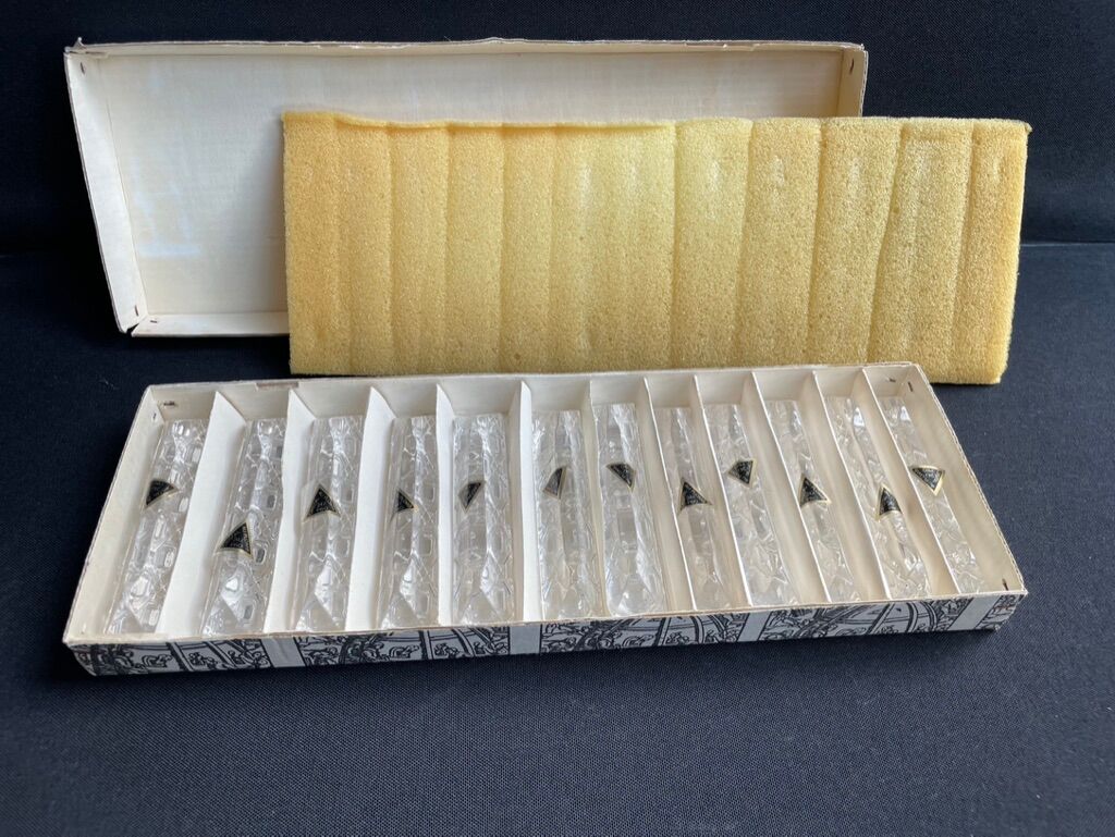 Box of 12 knife holders crystal cut XXe