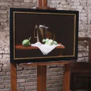 Still life with pewter jug and apples – Marjolein van den Berg, c. 2011