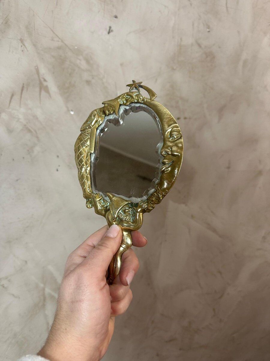 Napoleon III hand mirror in bronze