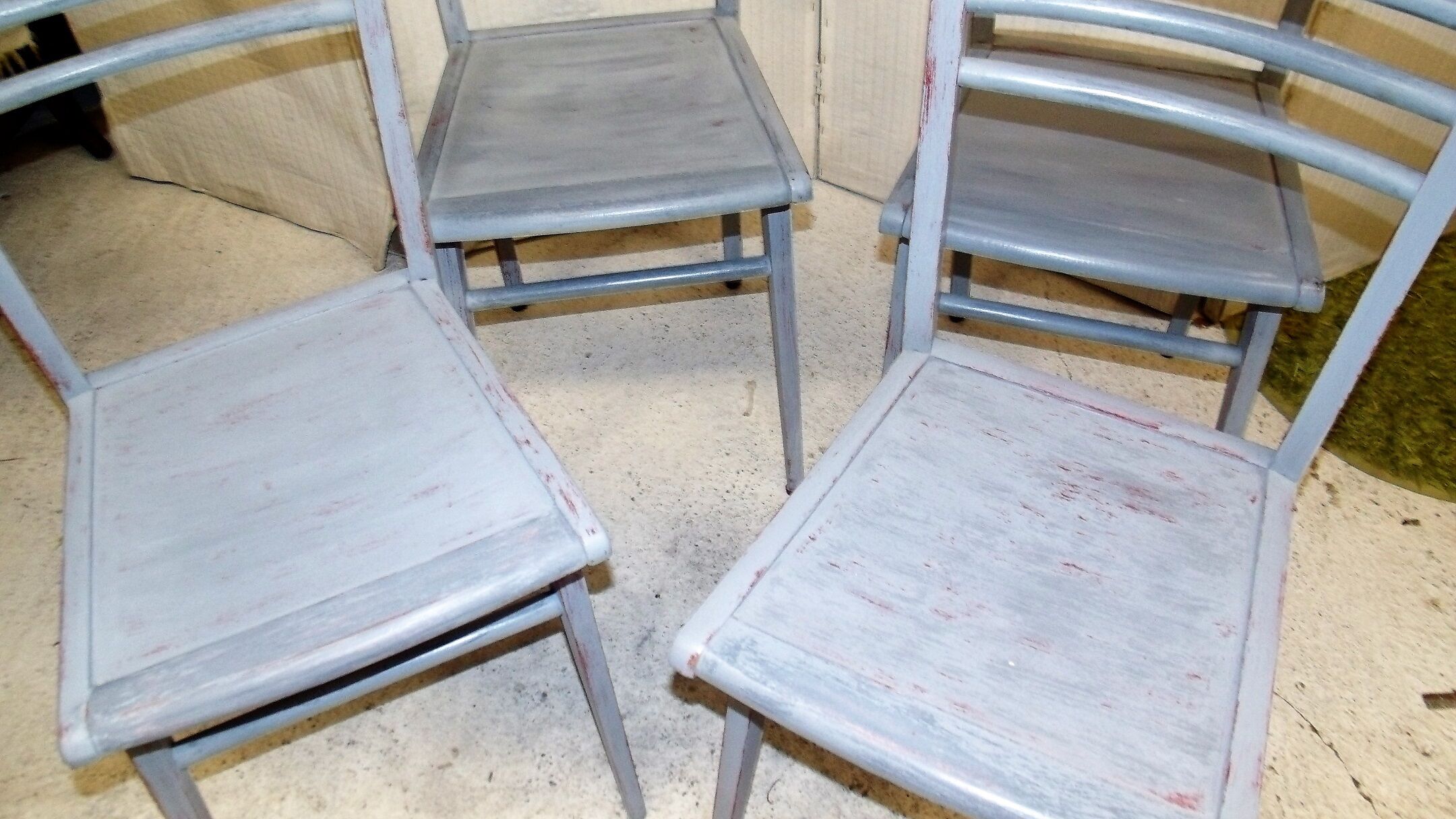 Lot of 4 Chair 1950 luterma painted