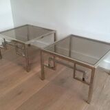 Pair of chrome designer side tables