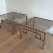 Pair of chrome designer side tables