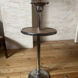 Chrome and wood standing ashtray