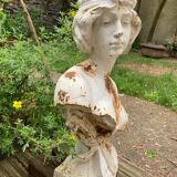 Old garden bust in cast iron troubadour early twentieth century