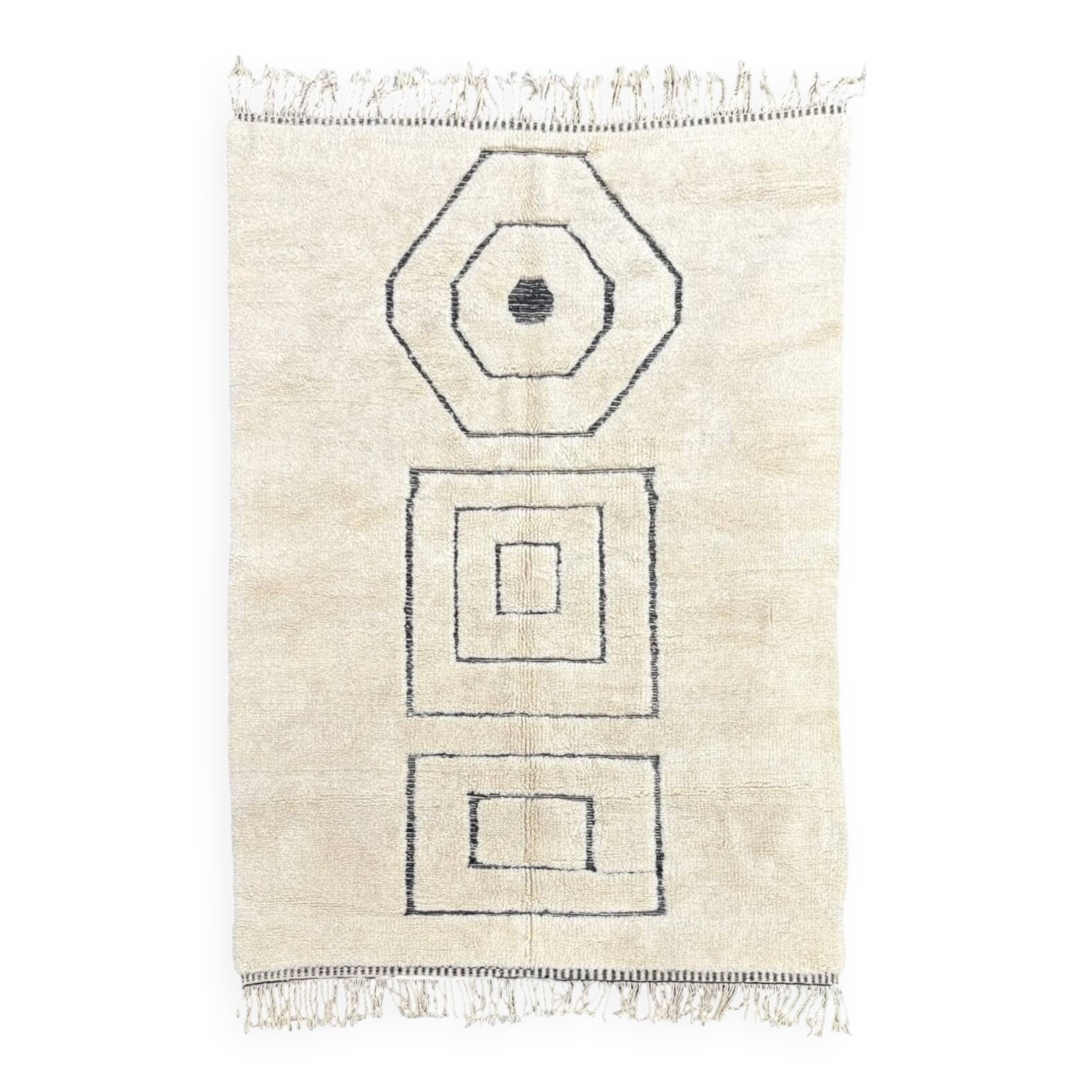 Large white Berber Beni Ouarain rug