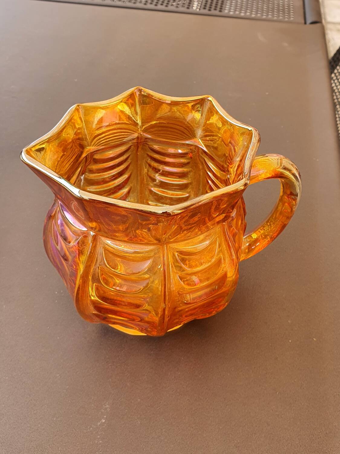 Iridescent glass jug