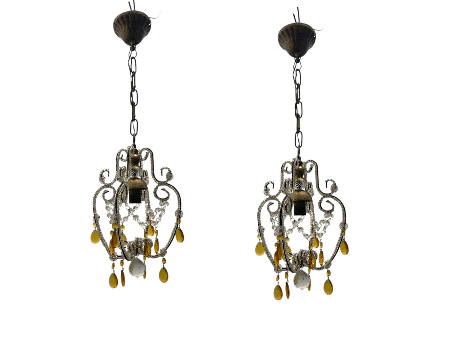 Glass Beaded Petit Crystal Chandeliers Set of 2