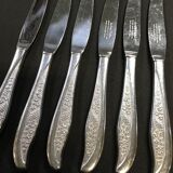 Box of 6 large English silver metal knives