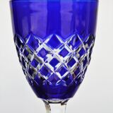 Baccarat crystal wine glass model Burgos cobalt blue