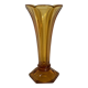 Old flower-shaped vase, moulded yellow glass, Art Deco.