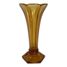 Ancien vase forme de fleur verre moulé jaune art déco