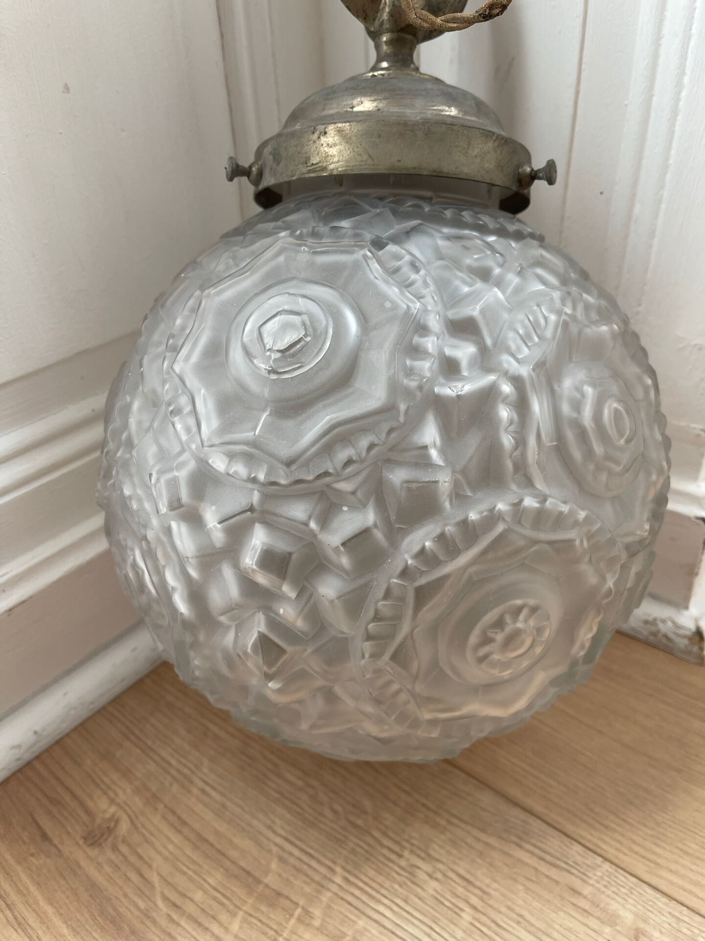 Frosted glass globe pendant art deco
