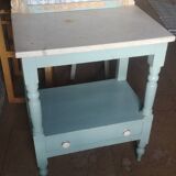 Shelf, sky blue patinated toilet console