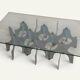 Minimalist sculptural coffee table in metal and glass – 1970