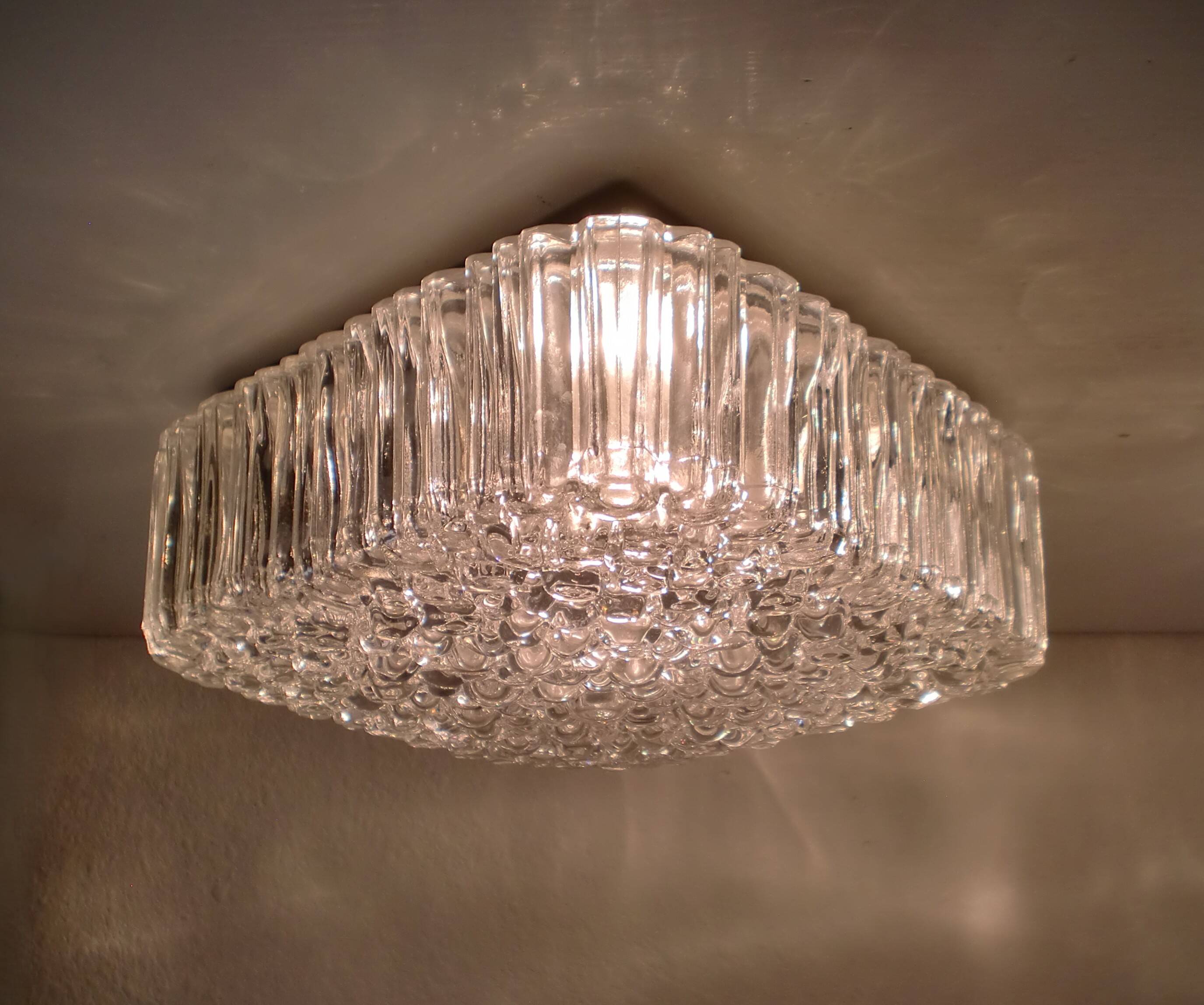 Glass Wall or Ceiling Lamp by Helena Tynell for Glashütte Limburg, 1960s
