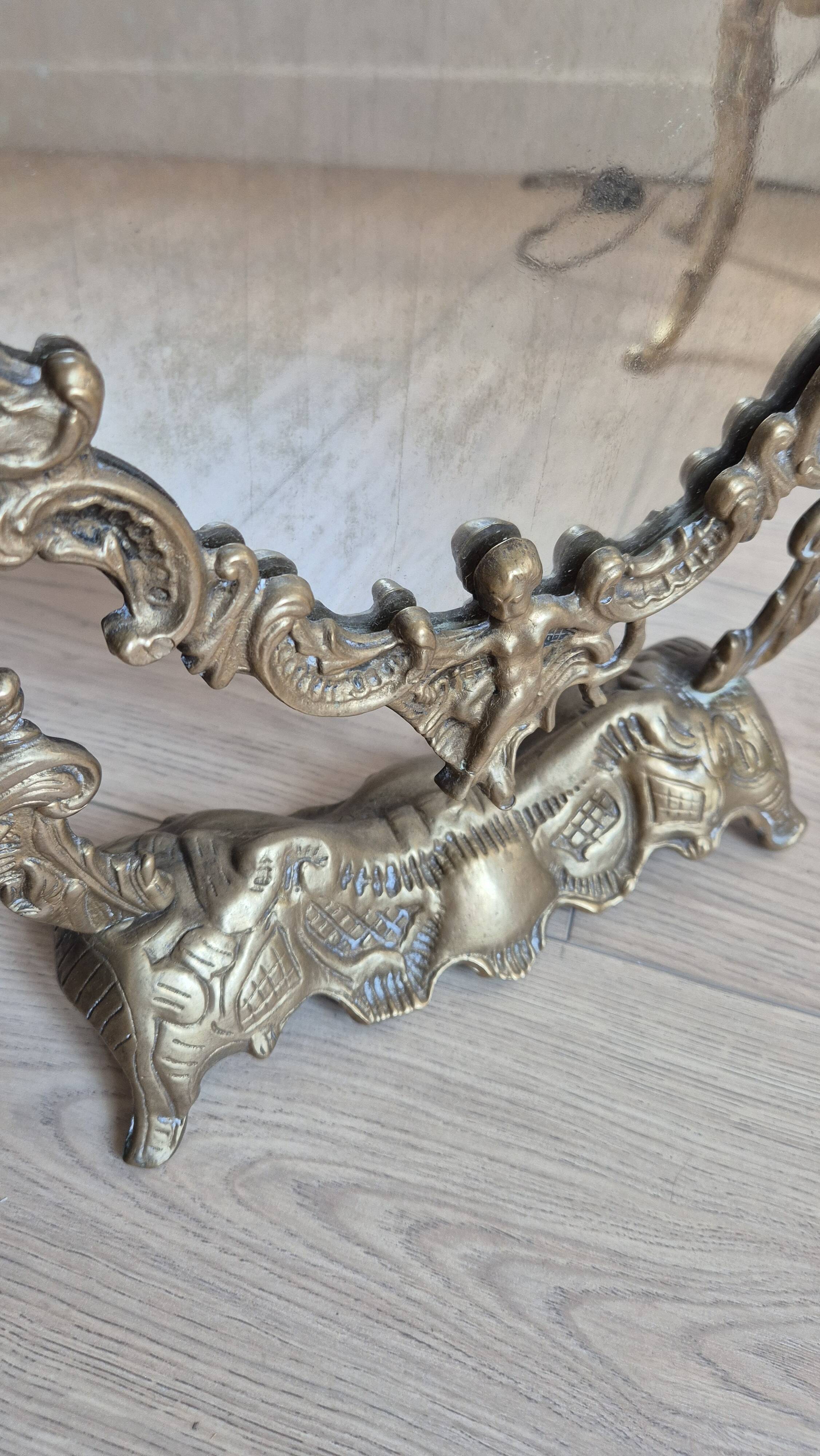 Antique table mirror in bronze — Louis XV Rococo style — 1900-1920