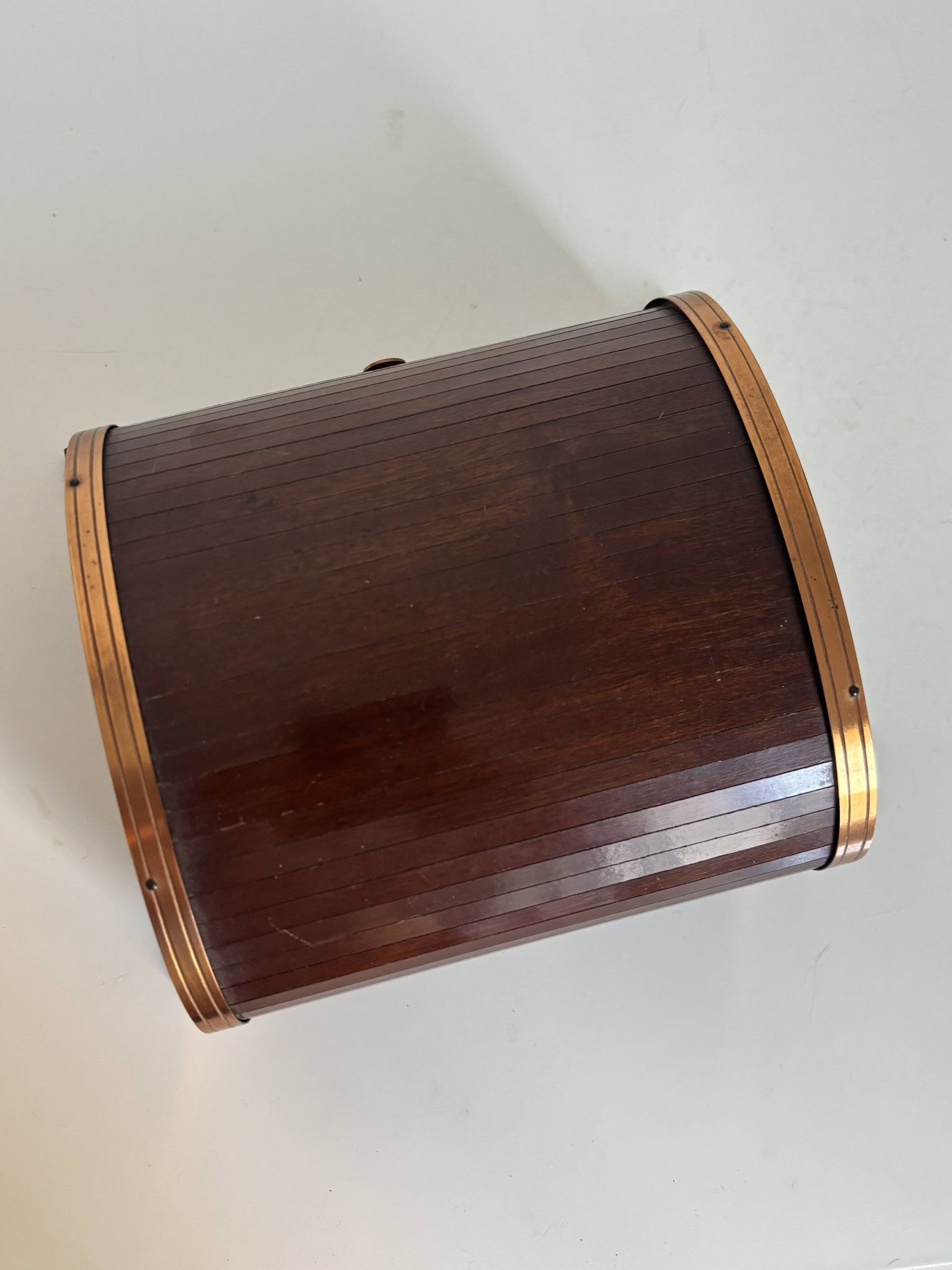 Vintage 1960 cigarette holder ashtray dispenser wood metal - 19 x 15 cm