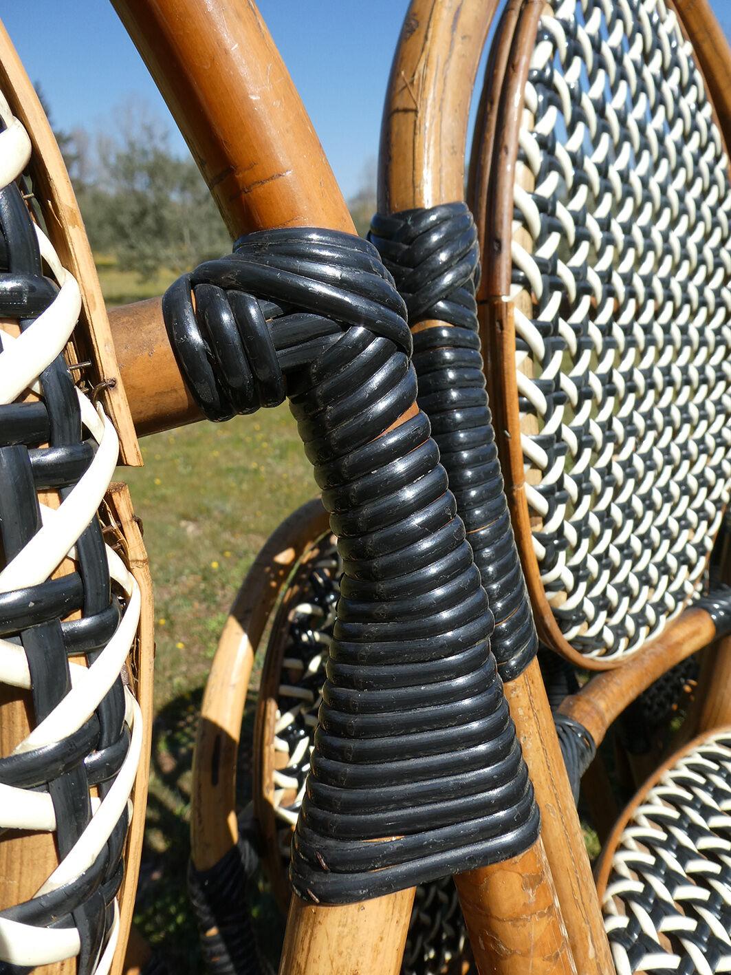 Lot of chairs Bistro terrace type Paris in rattan & braiding