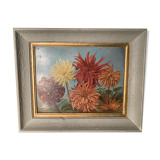 Vintage table , dahlia flowers 1950