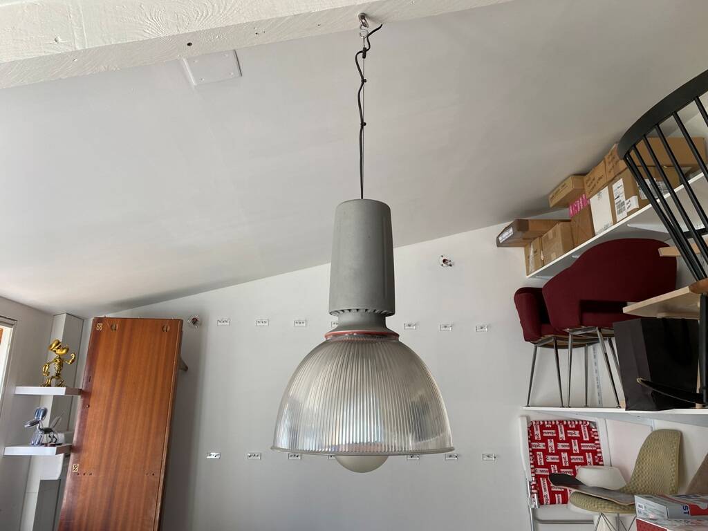 Industrial suspension aluminium body methacrylate diffuser vintage 70s