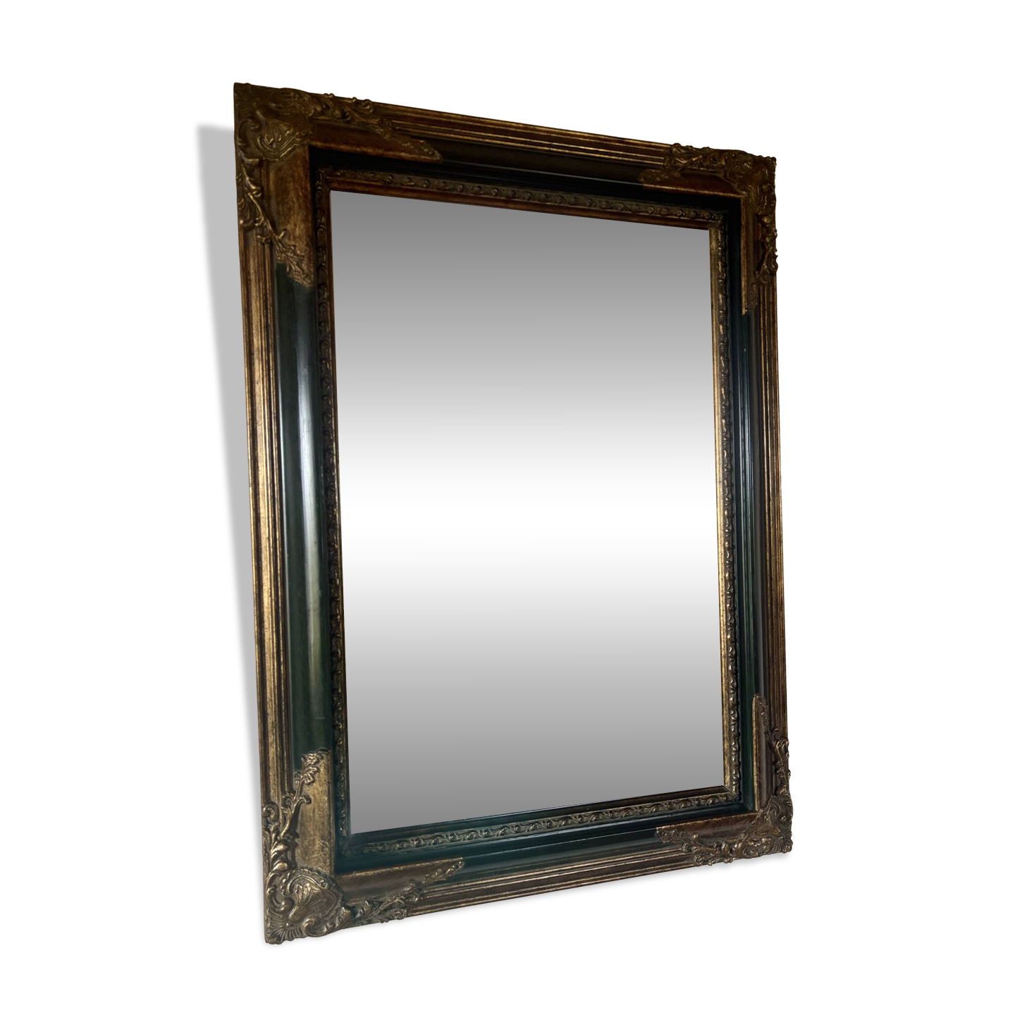 Miroir ancien style Napoléon III en bois noirci et doré – cadre d’orig