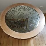 Coffee table 1940- iced glass- zodiac signs
