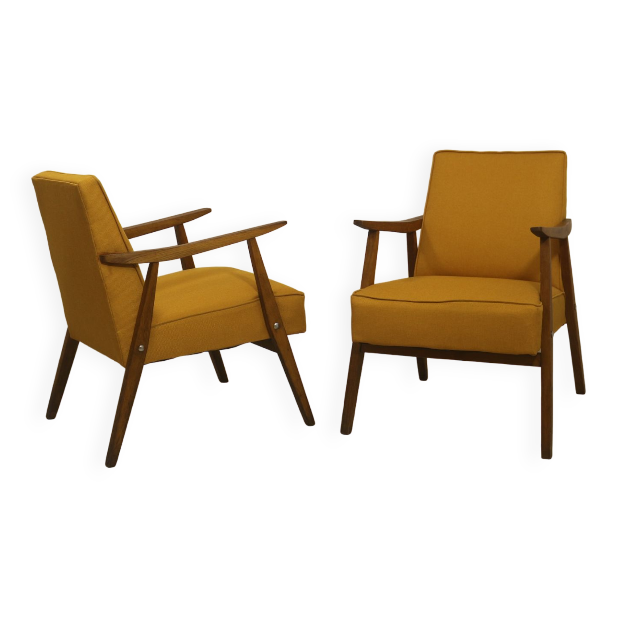 Pair of Scandinavian armchairs 1960 curved armrests. Ref Mimosa