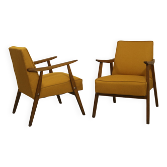 Pair of Scandinavian armchairs 1960 curved armrests. Ref Mimosa