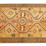 Persian Cream Tribal Runner Rug Handwoven Long Wool Carpet- 130x285cm