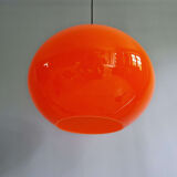XXL onion pendant light in orange opaline, design Alessandro Pianon, Vistosi, 1960
