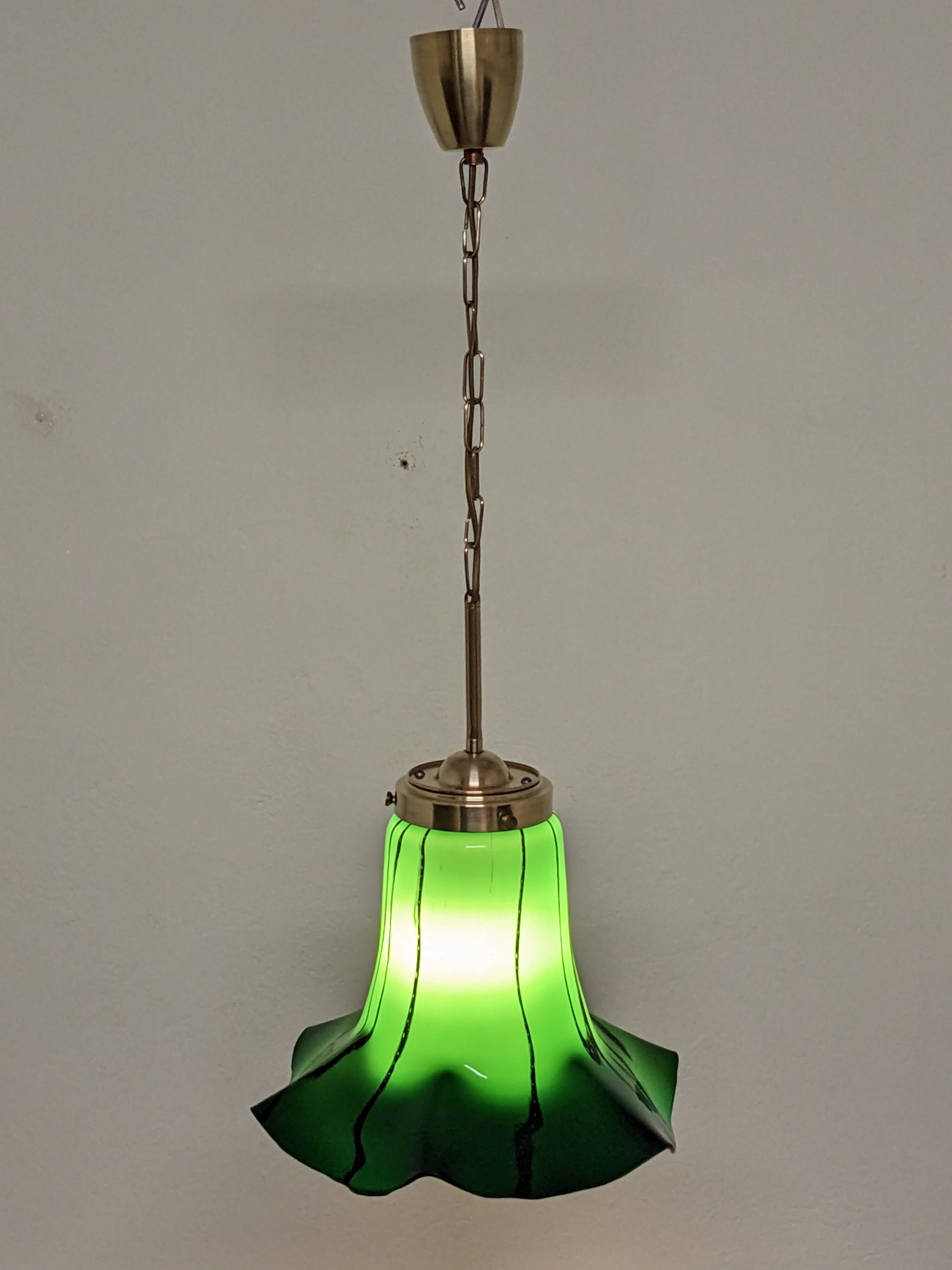 Art Nouveau style Murano glass pendant light, Italy circa 1950