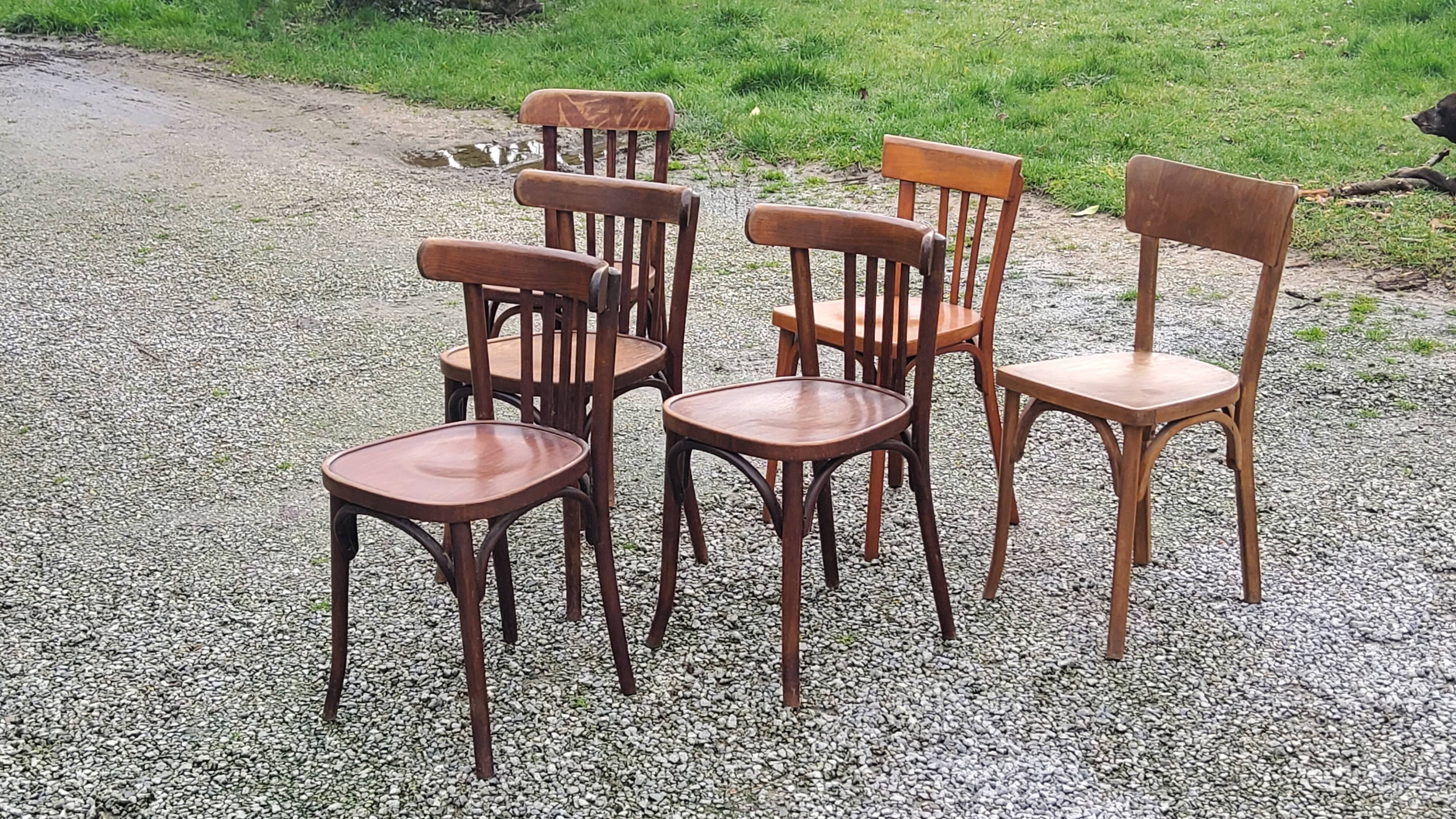 Set of 6 old bistro chairs Baumann and others