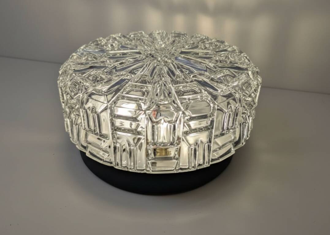 Pair of Space Age ceiling lights in sculpted glass – 1960s design