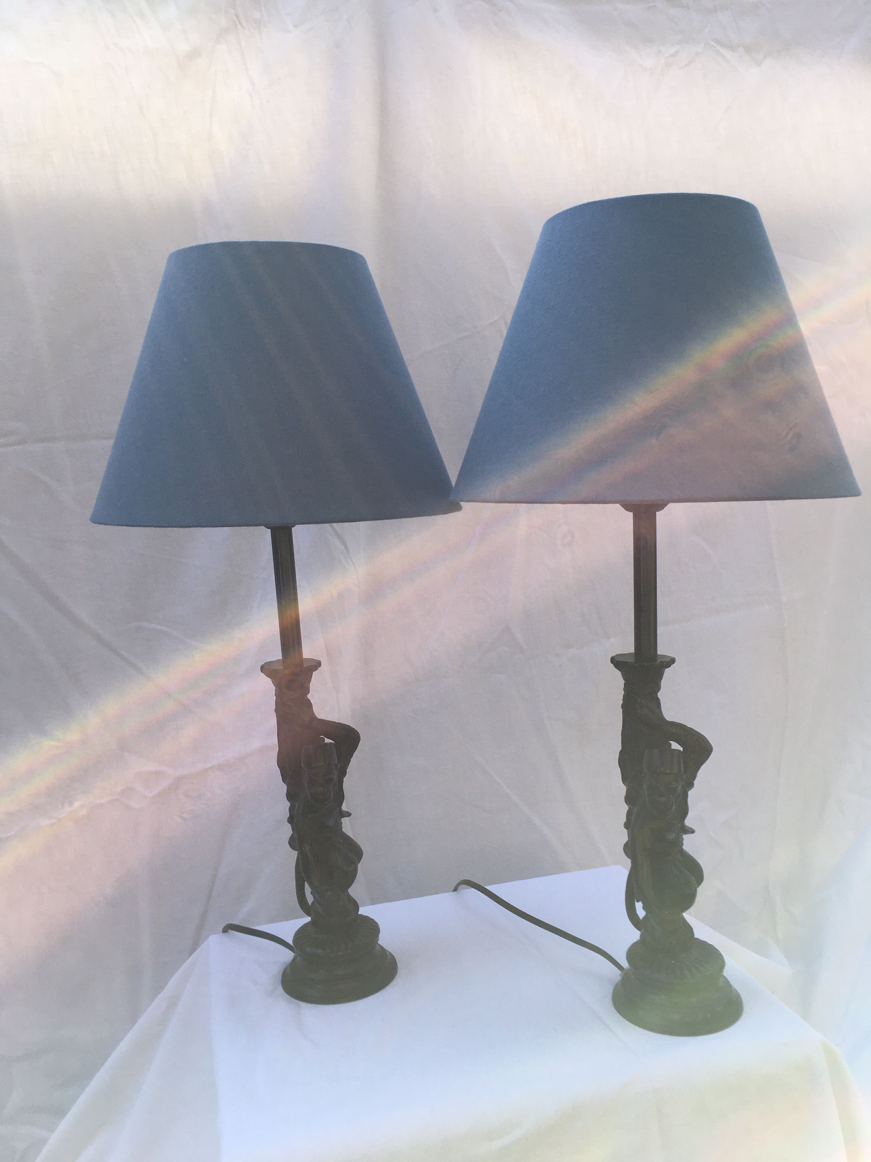 Colonial spirit bronze monkey bedside lamps