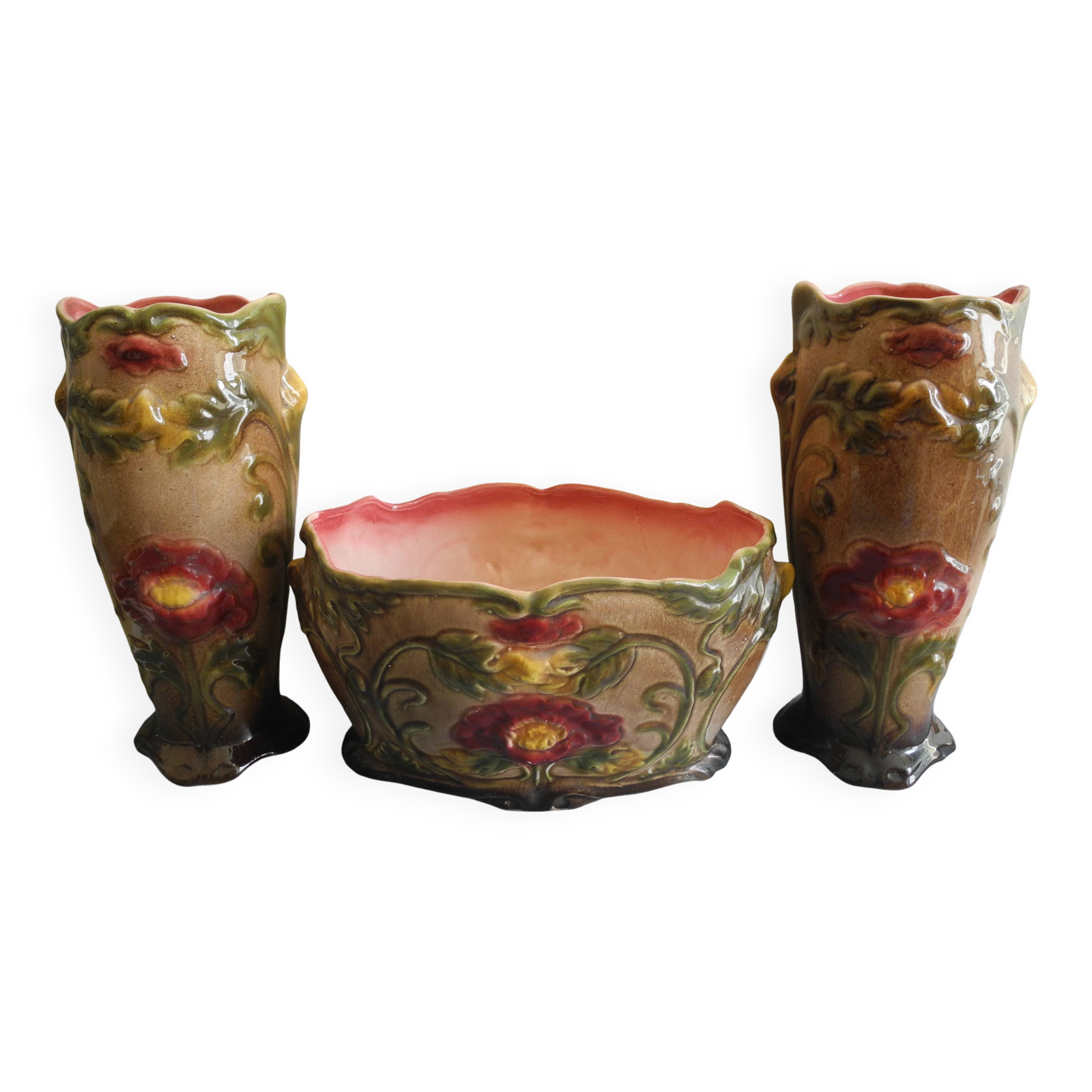 earthenware trim barbotine planter vases french fireplace set planter