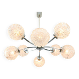 Mid-century Italian 8-Arm Chrome and Crystal Chandelier, 1960s