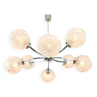 Mid-century Italian 8-Arm Chrome and Crystal Chandelier, 1960s