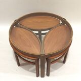 Trinity Scandinavian coffee table from the 60s, teak and glass